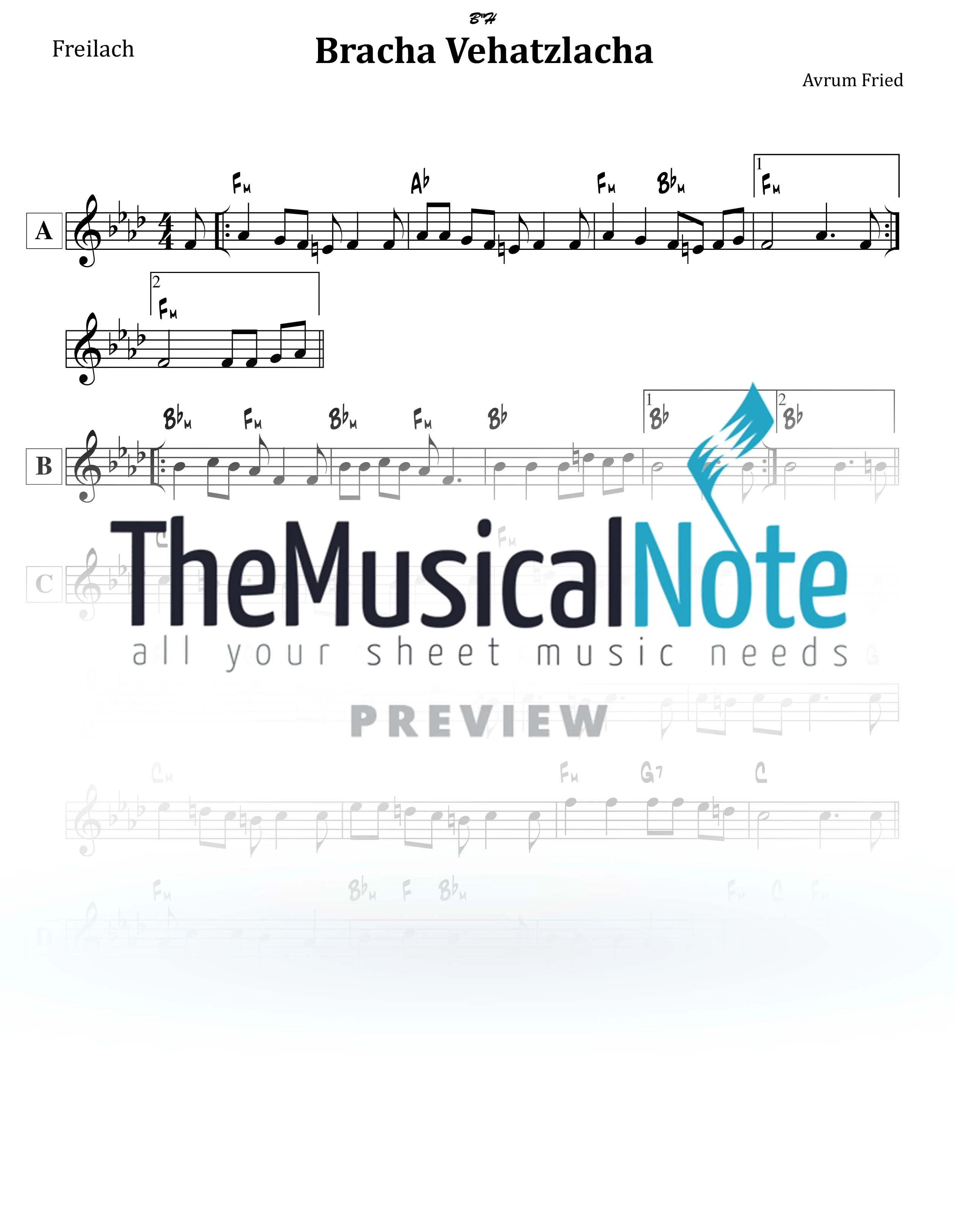 Avraham Fried - Bracha Vehatzlacha  (Lead Sheet)