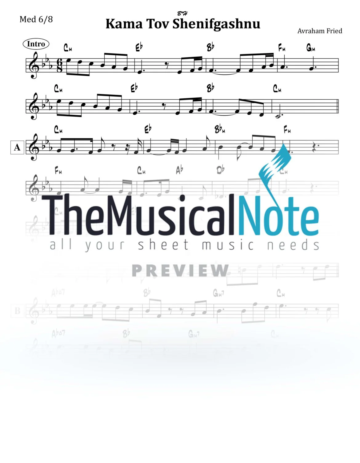 Avraham Fried - Kama Tov Shenifgashnu (Lead Sheet)
