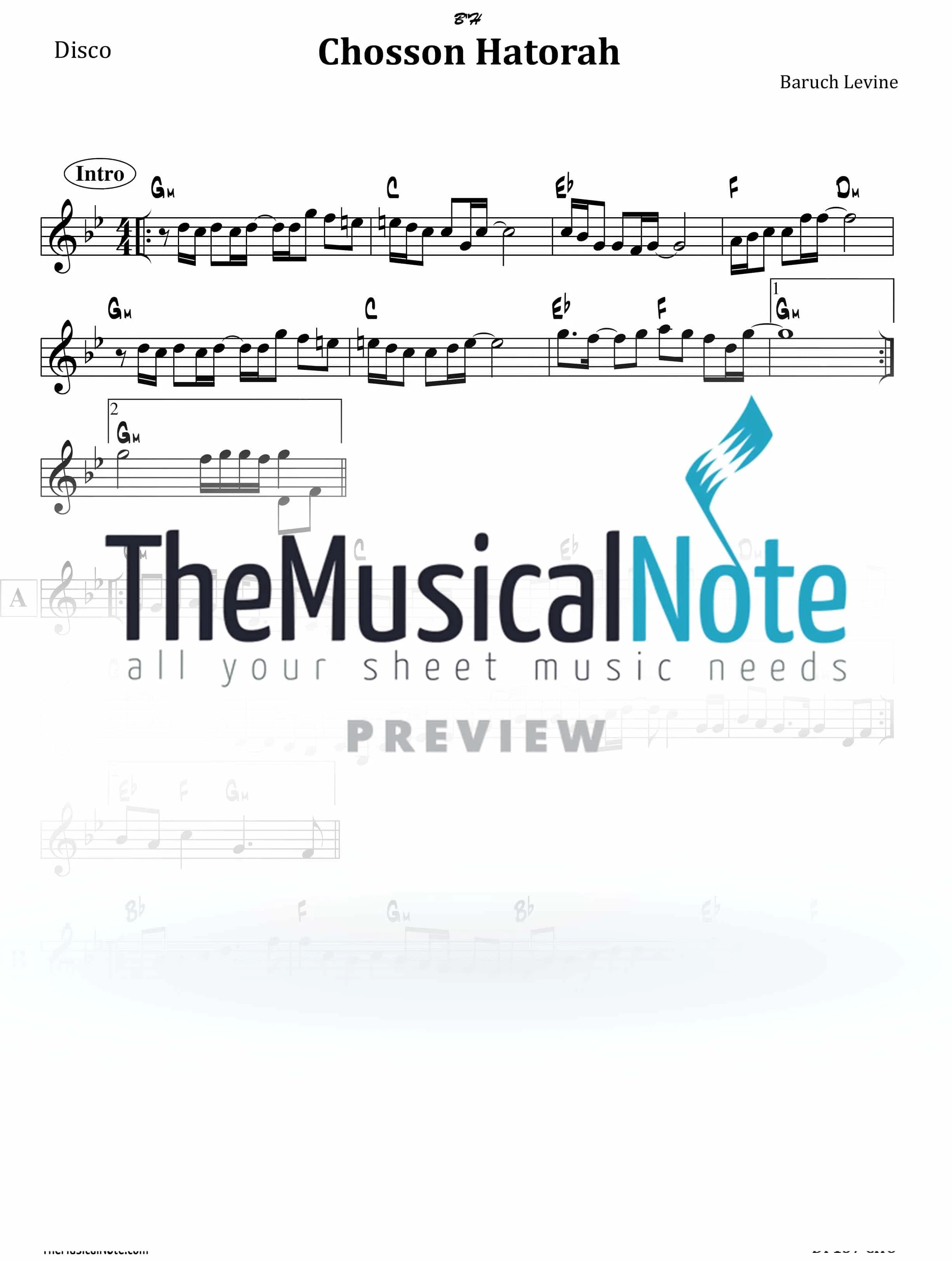 Baruch Levine - Chosson Hatorah (Lead Sheet)