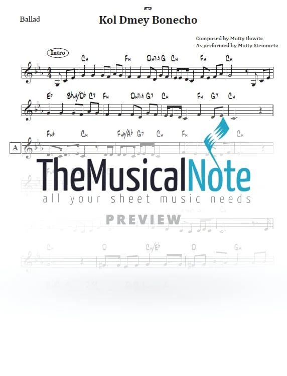 Motty Steinmetz - Kol D'mey Bonecho (Lead Sheet)