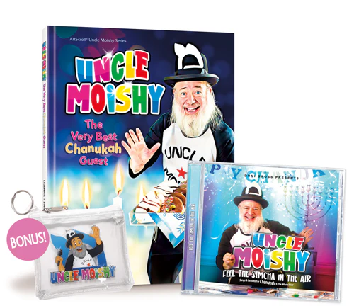 Uncle Moishy - Chanukah Book + CD/USB + FREE Tzedakah Pouch